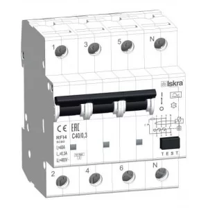 Дифференциальный автоматический выключатель RFI2 С40A, 1P+N, 300мА