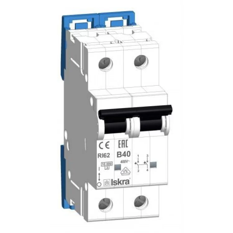 Модульний автоматичний вимикач RI62 B40A, 2P, 10кА