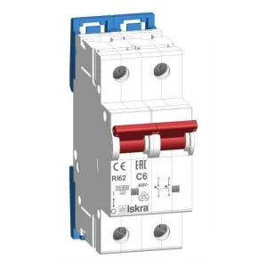 Модульний автоматичний вимикач RI62 C6A, 2P, 10кА