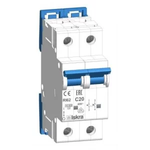Модульний автоматичний вимикач RI62 C20A, 2P, 10кА
