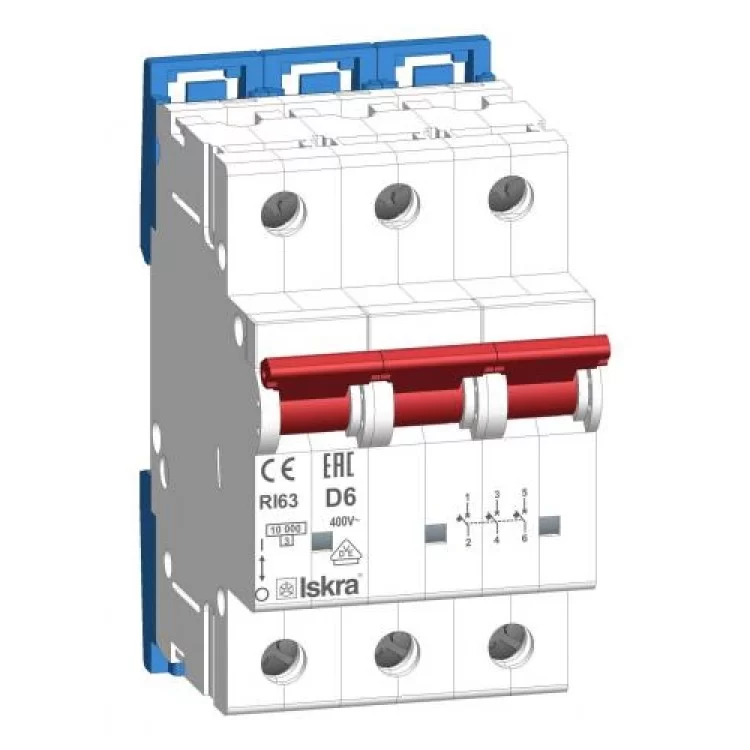 Модульный автоматический выключатель RI63 D6A, 3P, 10кА