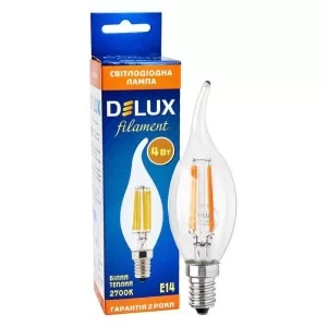 Світлодіодна лампа Filament BL37B 90011685 свічка на ветру E14 4W 2700K 220V Delux