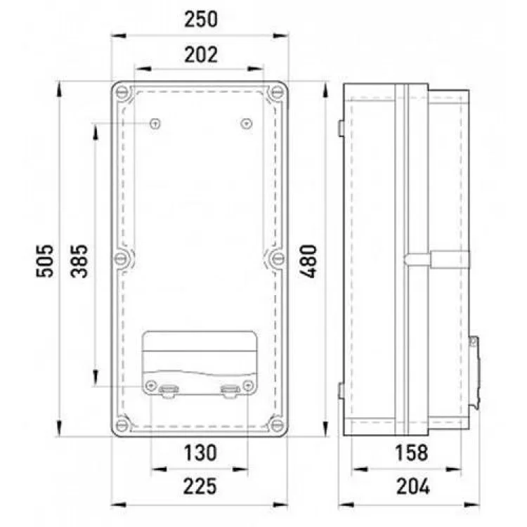 Коробка розподільна пластикова ZP50 IP55 з вікном під 8-мод. 505x250x204мм ENEXT ціна 7 317грн - фотографія 2