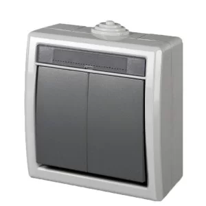 Выключатель накладной 2-кл. серый Electro-Plast Aquant IP55