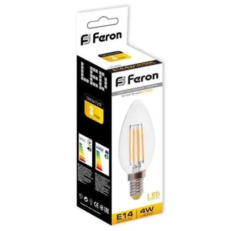 Светодиодная лампа Эдисона Filament 4776 LB-58 C37 E14 4W 2700K 220V Feron цена 54грн - фотография 2