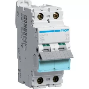 Автоматичний вимикач 10A 10kA 2 полюса тип C NCN210 Hager
