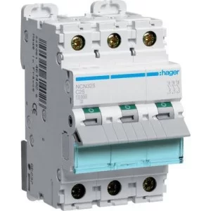 Автоматичний вимикач 25A 10kA 3 полюса тип C NCN325 Hager