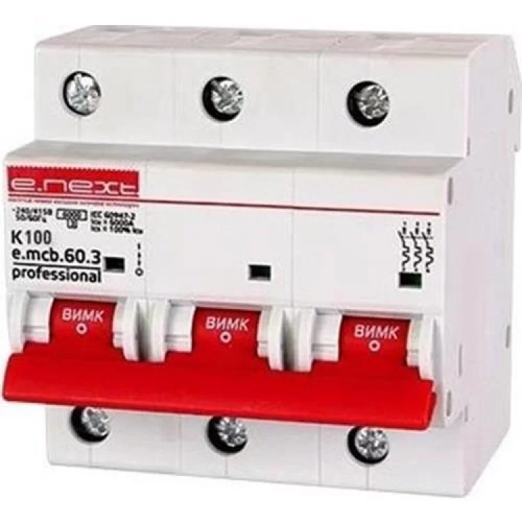Автоматичний вимикач 100A 6kA 3 полюса тип K e.mcb.pro.60.3.K100 p0430007 E.NEXT