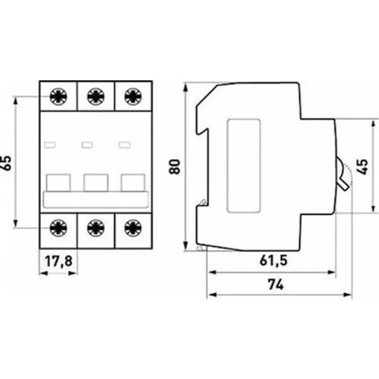 Автоматичний вимикач 32A 6kA 3 полюса тип D e.mcb.pro.60.3.D32 p0710015 E.NEXT ціна 255грн - фотографія 2