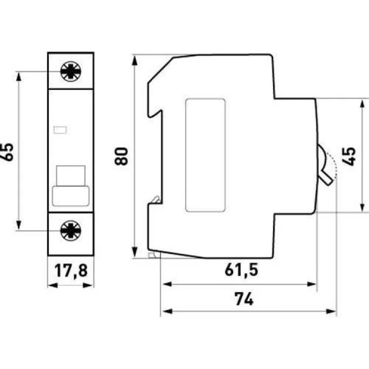 Автоматичний вимикач 32A 6kA 1 полюс тип D e.mcb.pro.60.1.D.32 p0710020 ENEXT ціна 85грн - фотографія 2