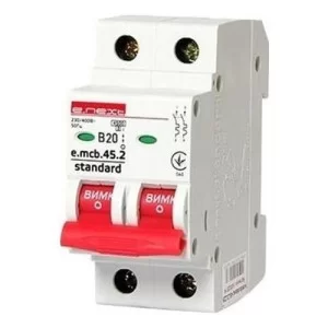 Автоматичний вимикач 20A 4,5kA 2 полюса тип B e.mcb.stand.45.2.B20 s001018 E.NEXT