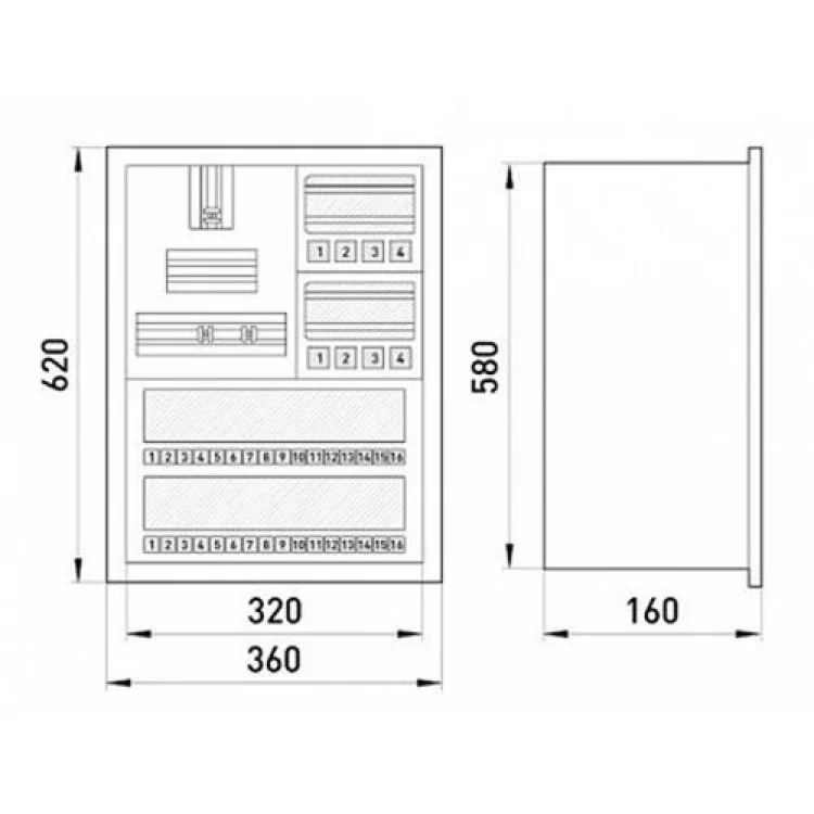 Шкаф для электросчетчика металлический на 36 модулей e.mbox.stand.w.f3.36.z вмонтированный IP30 s0100030 E.NEXT цена 893грн - фотография 2