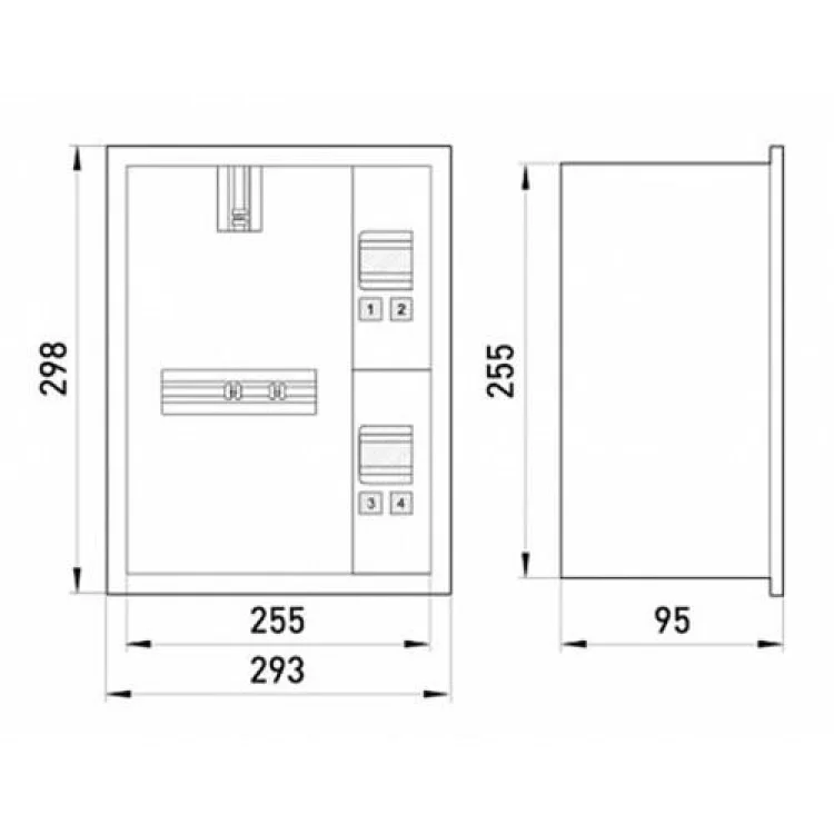 Шкаф для электросчетчика металлический на 4 модуля e.mbox.stand.w.f1.04.z.e вмонтированный IP30 s0100064 E.NEXT цена 367грн - фотография 2