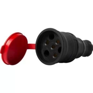 Силовая розетка переносная с защитной крышкой каучуковая e.socket.rubber.031.25 с заземлением 4К 25A s9100029 E.NEXT