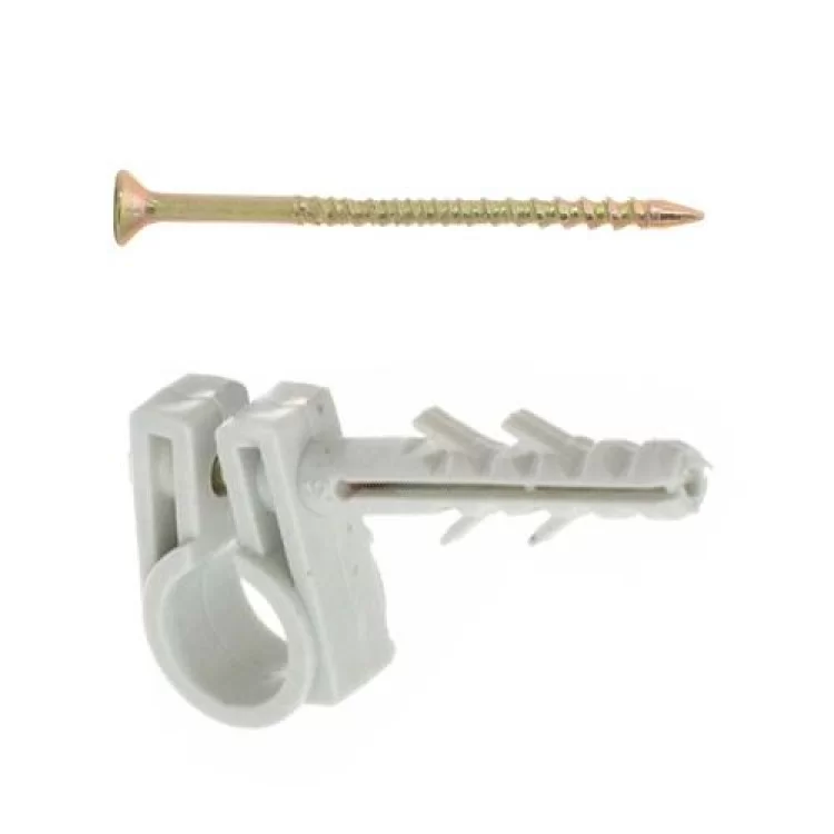 Обойма для труб і кабелю d 10-12mm с шурупом біла (уп.-100шт) WAVE ціна 123грн - фотографія 2