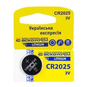 Батарейка литиевая CR2025 3В таблетка АскоУкрем