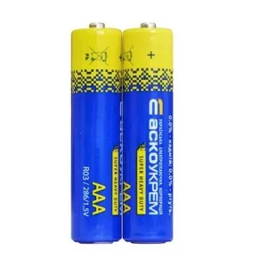 Батарейка солевая ААА, R03 1,5 В (спайка 2 шт) АскоУкрем