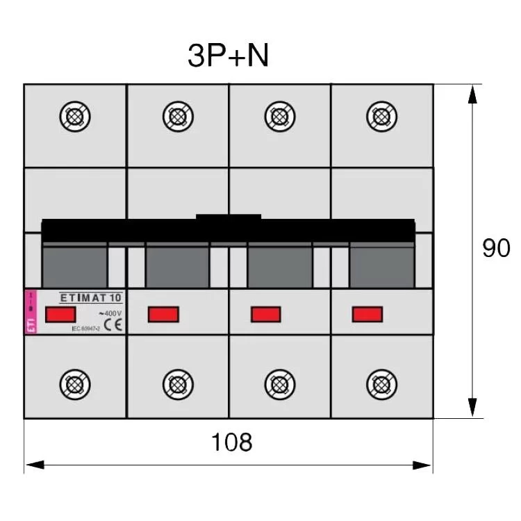 Автоматичний вимикач ETI 002136731 ETIMAT 10 3p+N C 80А (20 kA) - фотографія 2