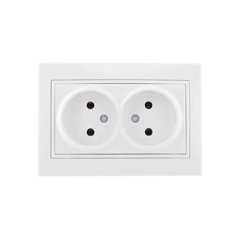 Розетка двойная без заземления Lezard Mira Белая (701-0202-128B)