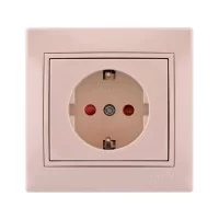 Розетка Lezard Mira с заземлением и шторкой Крем (701-0303-124B)