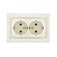 Розетка двойная с заземлением Lezard Mira Крем (701-0303-127В)