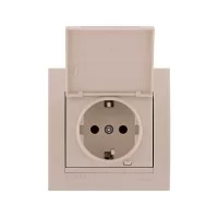 Розетка із заземленням та кришкою Lezard Deriy Кремова (702-0303-123B)