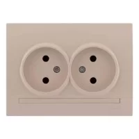 Розетка двойная без заземления Lezard Deriy Кремовая (702-0303-128B)
