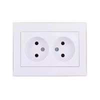 Розетка двойная Lezard Rain без заземления ПБТ  Белая (703-0202-128B)