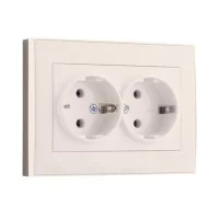 Розетка двойная Lezard RAIN с заземлением Кремовая (703-0303-127B)