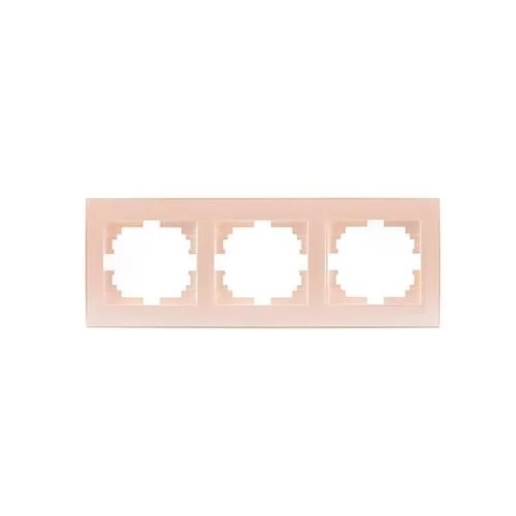 Рамка 3-ная горизонтальная жемчужно-белый перламутр с боковой вставкой RAIN Lezard 703-3030-148