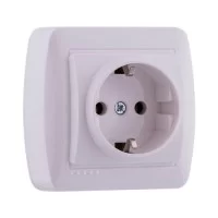 Розетка с заземлением накладная белая DEMET Lezard