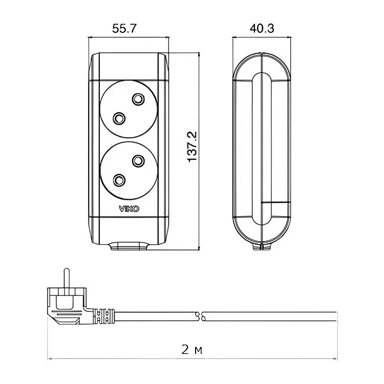 продаем Удлинитель 2 гнезда 2 метра без заземления Viko Multi-Let в Украине - фото 4