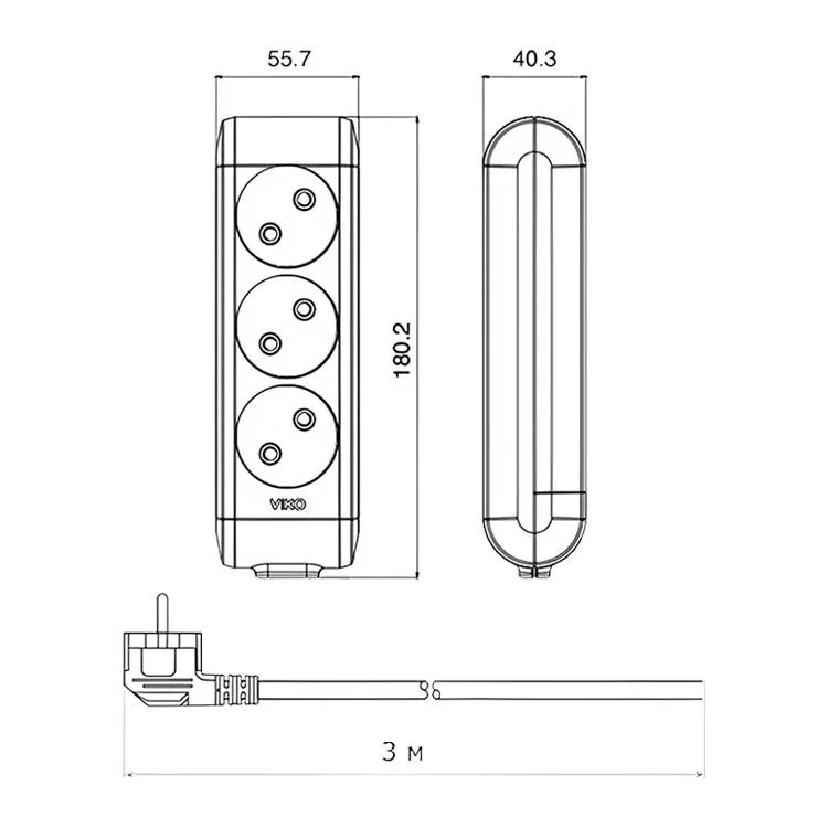 продаємо Подовжувач 3 гнізда 3 метри без заземлення Viko Multi-Let в Україні - фото 4