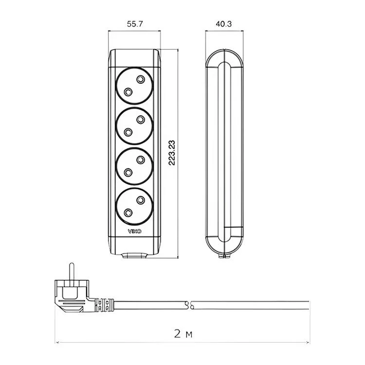 продаємо Подовжувач 4 гнізда 2 метри без заземлення Viko Multi-Let в Україні - фото 4