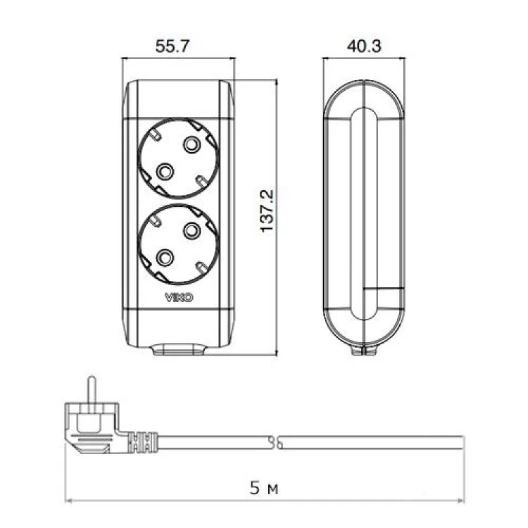 в продаже Удлинитель 2 гнезда 5 метров с заземлением Viko Multi-Let - фото 3