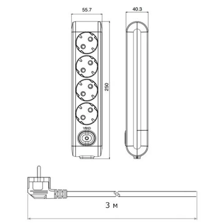 продаем Удлинитель Viko Multi-Let 4 гнезда 3 метра с заземлением и выключателем в Украине - фото 4