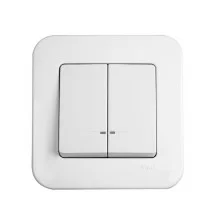 Вимикач двоклавішний із підсвічуванням білий Viko Rollina