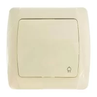 Розетка с заземлением, крышкой и защитными шторками крем Viko Carmen