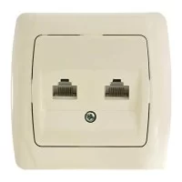Розетка компьютерная-телефонная RJ45 CAT5e-RJ11 крем Viko Carmen