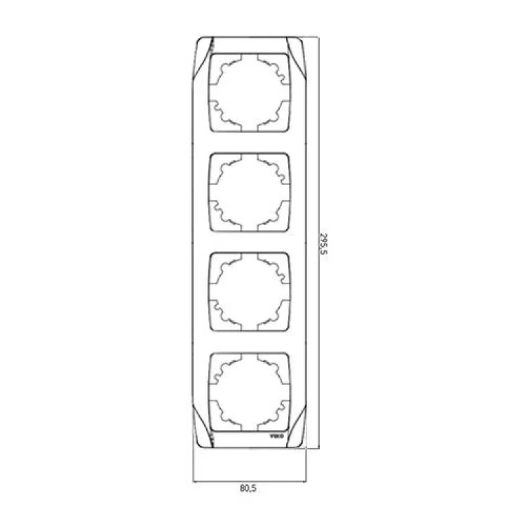 Рамка 4-на белая вертикальная Viko Carmen