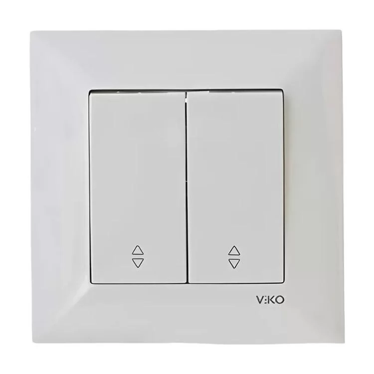 Выключатель двухклавишный проходной белый Viko Meridian
