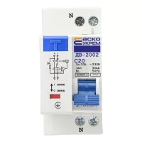 Диференціальний автомат Аско Укрем 2p 20А 30 тип С ДВ-2002 (A0030010006)