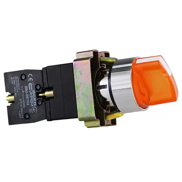 в продаже Переключатель XB2-BK2565 1NO 1NC 2-позиционный поворотный желтый с подсветкой АскоУкрем - фото 3