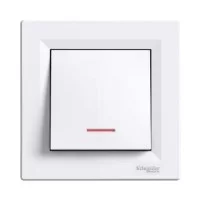 1-клавишный выключатель Schneider Asfora проходной с подсветкой Белый (EPH1500121)