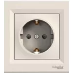 Розетка одинарна із захисними шторками кремова Asfora, EPH2900223