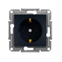 Розетка Schneider Asfora із заземленням та шторками Антрацит (EPH2900271)