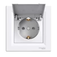 Розетка Schneider Asfora із заземленням та кришкою Біла (EPH3100121)