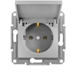 Розетка с заземлением и крышкой Schneider Asfora Алюминий (EPH3100161)