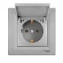 Розетка із заземленням та кришкою Schneider Asfora Алюміній (EPH3100161)