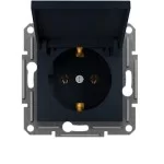 Розетка Schneider Asfora с заземлением и крышкой Антрацит (EPH3100171)